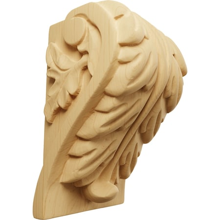 Ekena Millwork 3 1/4"W x 2 3/4"D x 5"H Medium Acanthus Leaf Block Corbel, Alder CORW03X03X05BAAL